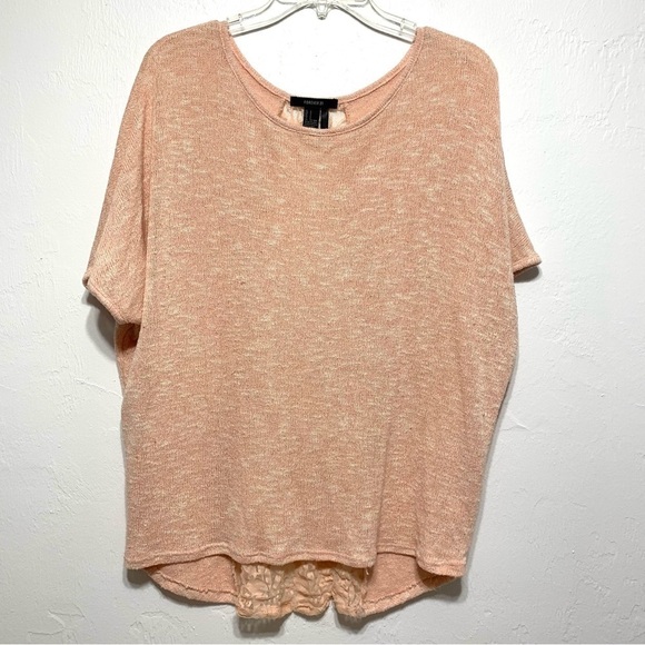 Forever 21 Short Sleeve Sweater Lace Top Light Pink size Small - Picture 1 of 7